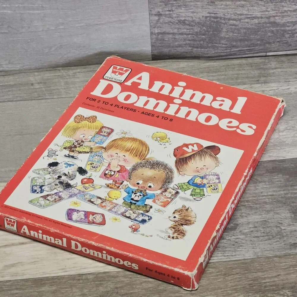 1976 Whitman Animal Dominoes Complete Set w/ Box Vintage Kids Game